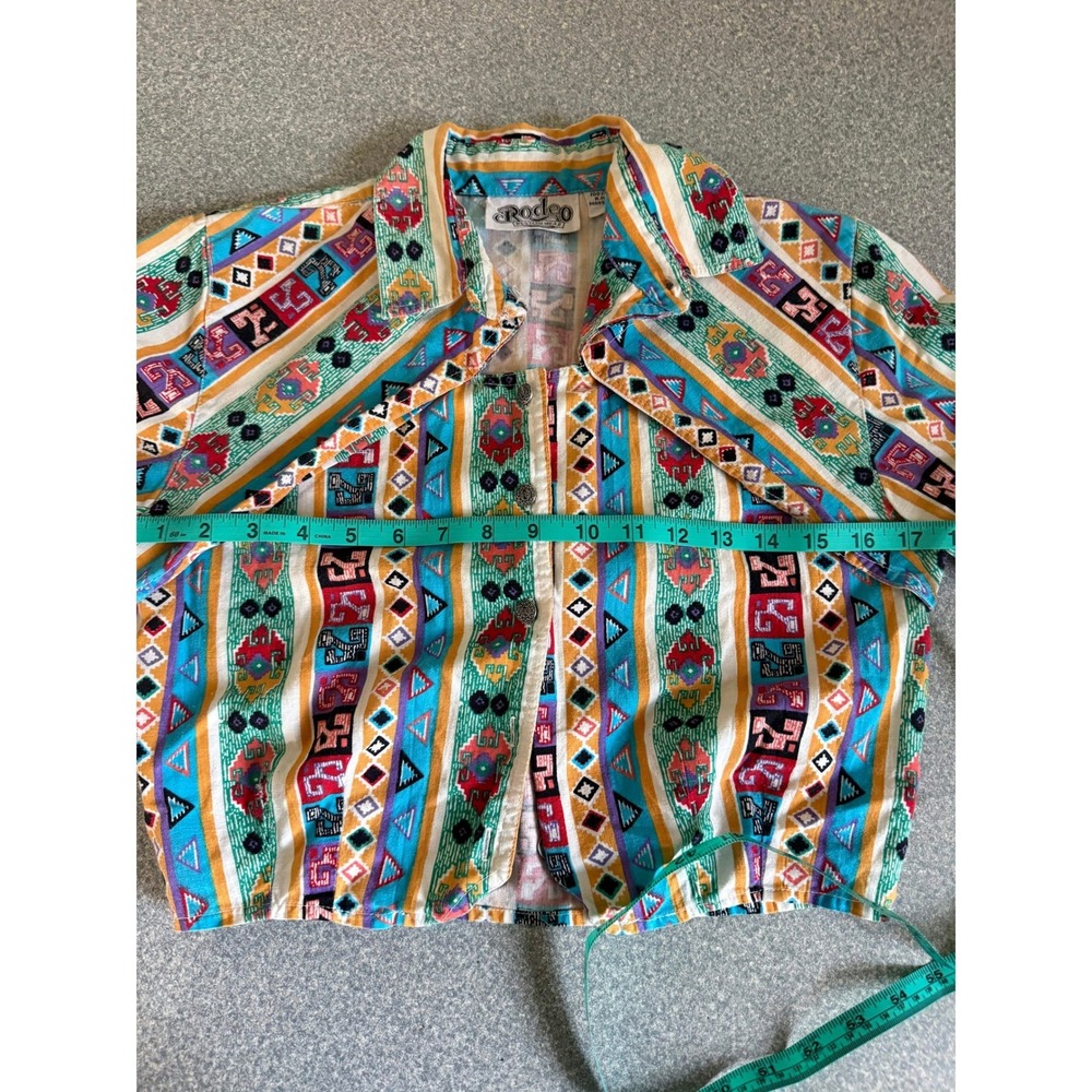 VTG Rodeo Western Wear Cropped Southwestern Aztec Multicolor Womens Small - Picture 3 of 6